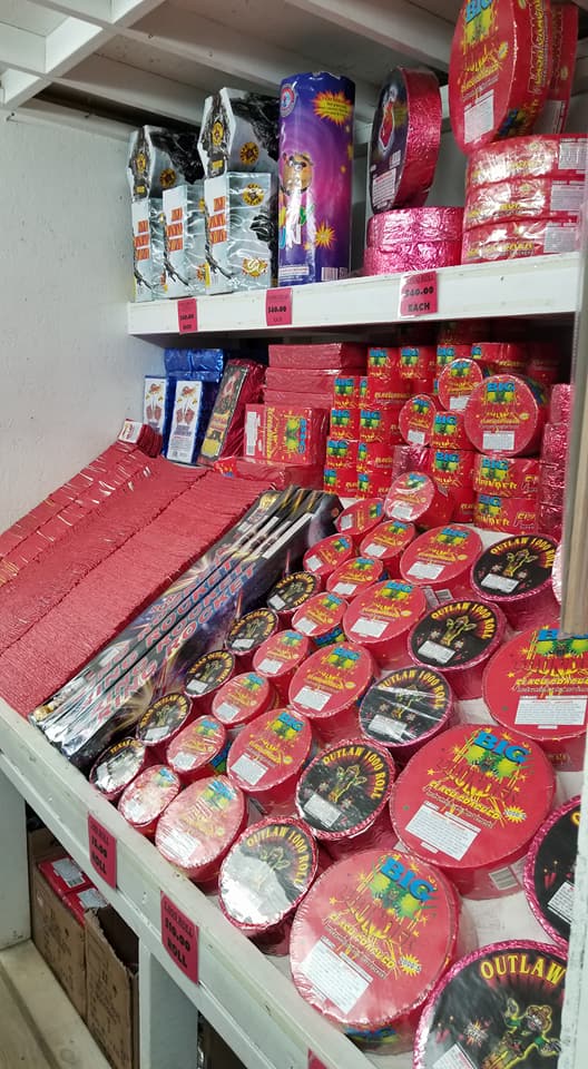 Huge variety of firecrackers and firecracker rolls at J & J Nursery, Spring, TX