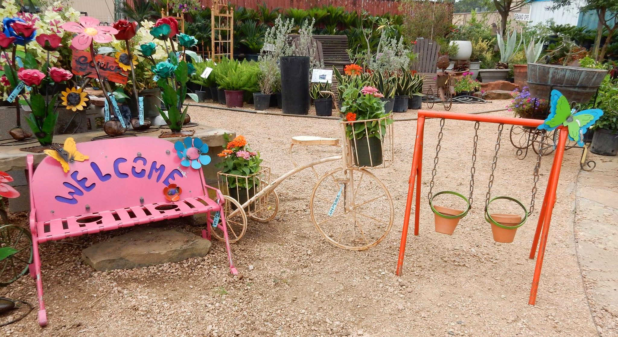 Yard decorations, Cement Statues, Talavera Pottery, Iron Decorations and more at J&J Nursery, Spring, TX.