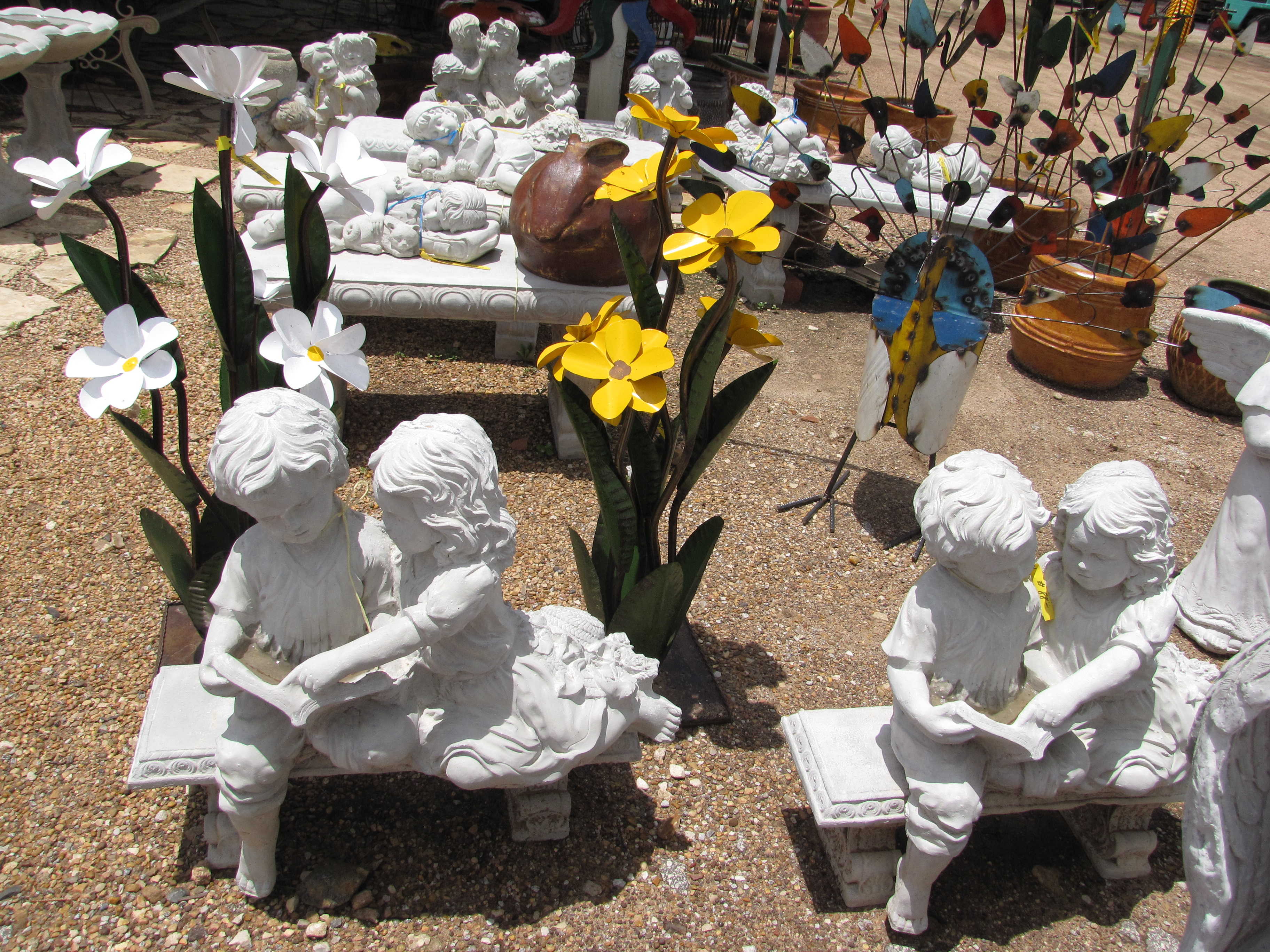 Cement yard decor at J&J Nursery, Spring, TX